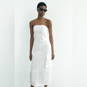 ZARA STRAPLESS TRENCH COAT DRESS
WHITE